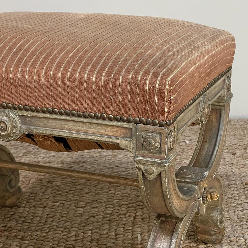 19th Century French, Louis XIV Painted Stool/Bench with Lion's Paw Feet For Sale 6