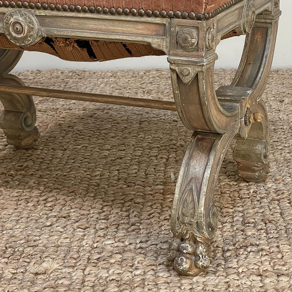 19th Century French, Louis XIV Painted Stool/Bench with Lion's Paw Feet For Sale 7