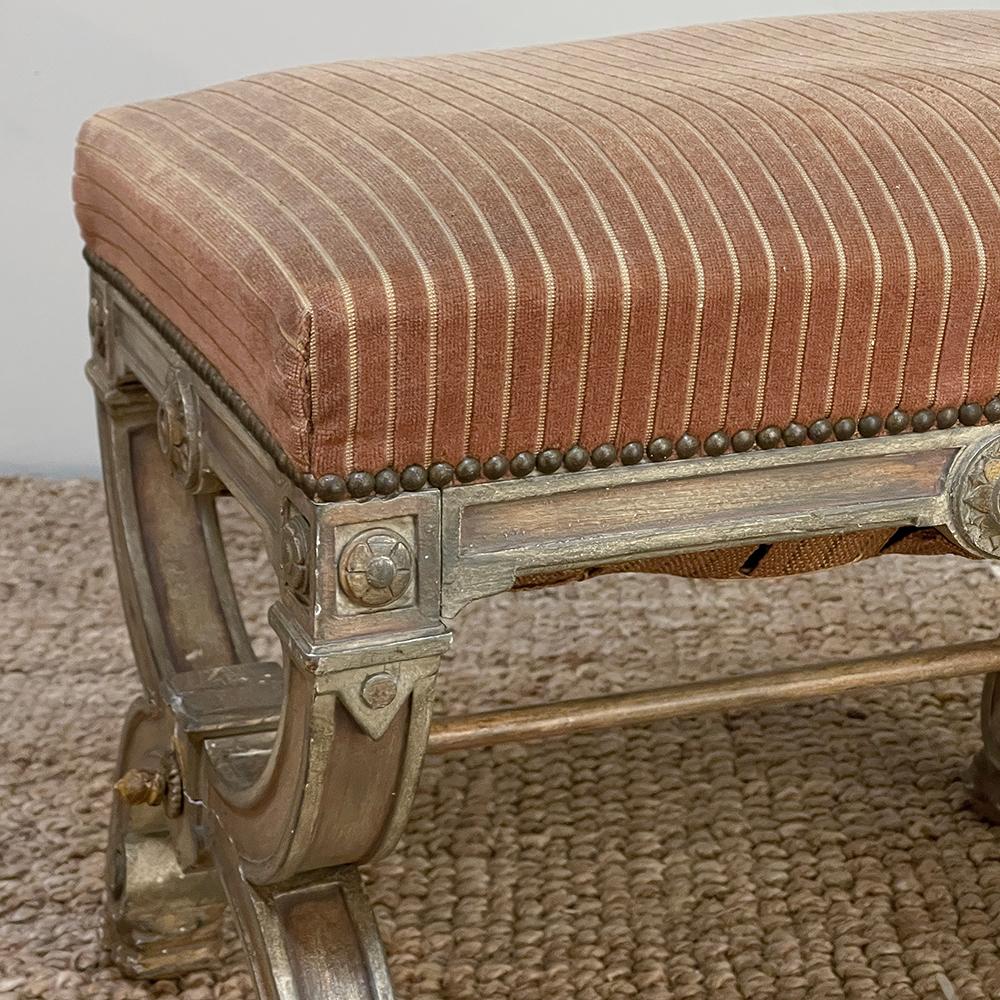 19th Century French, Louis XIV Painted Stool/Bench with Lion's Paw Feet For Sale 2