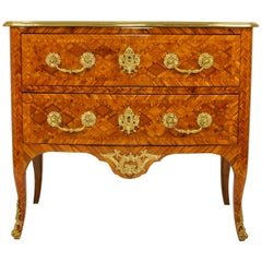 Antique 19th Century French Louis XIV Régence Trelliswork Marquetry Commode or Sauteuse