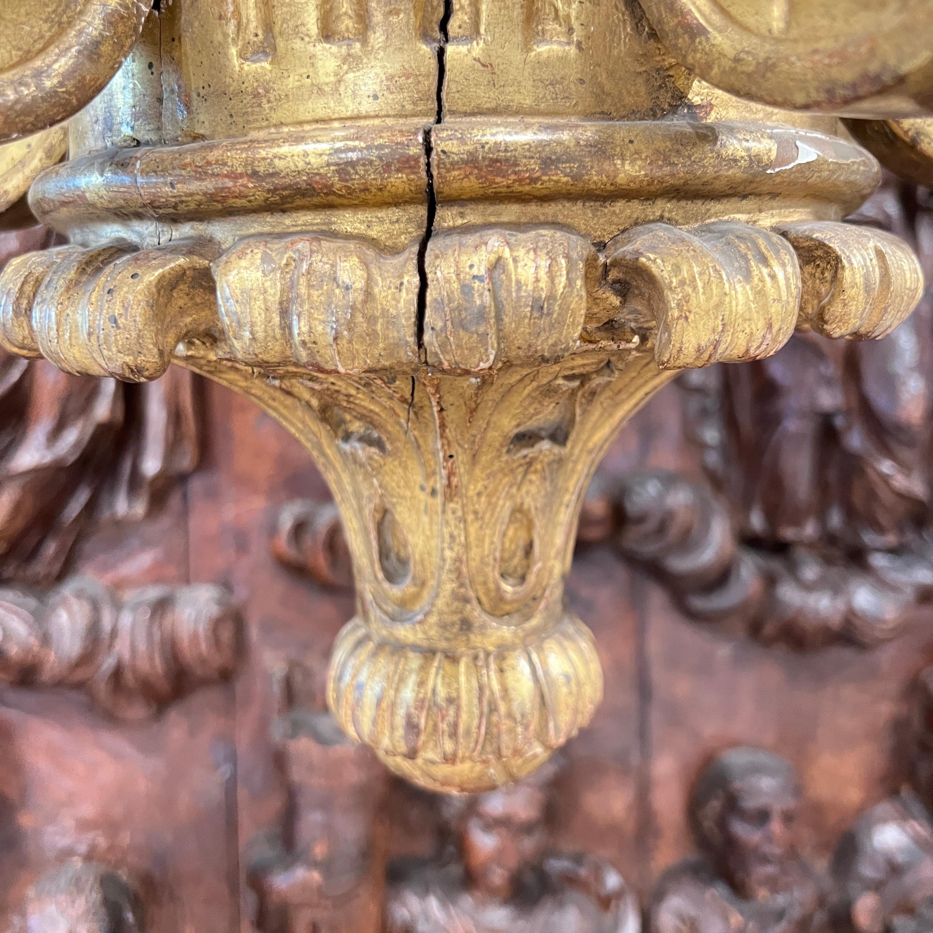 XIXe siècle Lustre en bois ancien du 19ème siècle de style Louis XIV français en vente