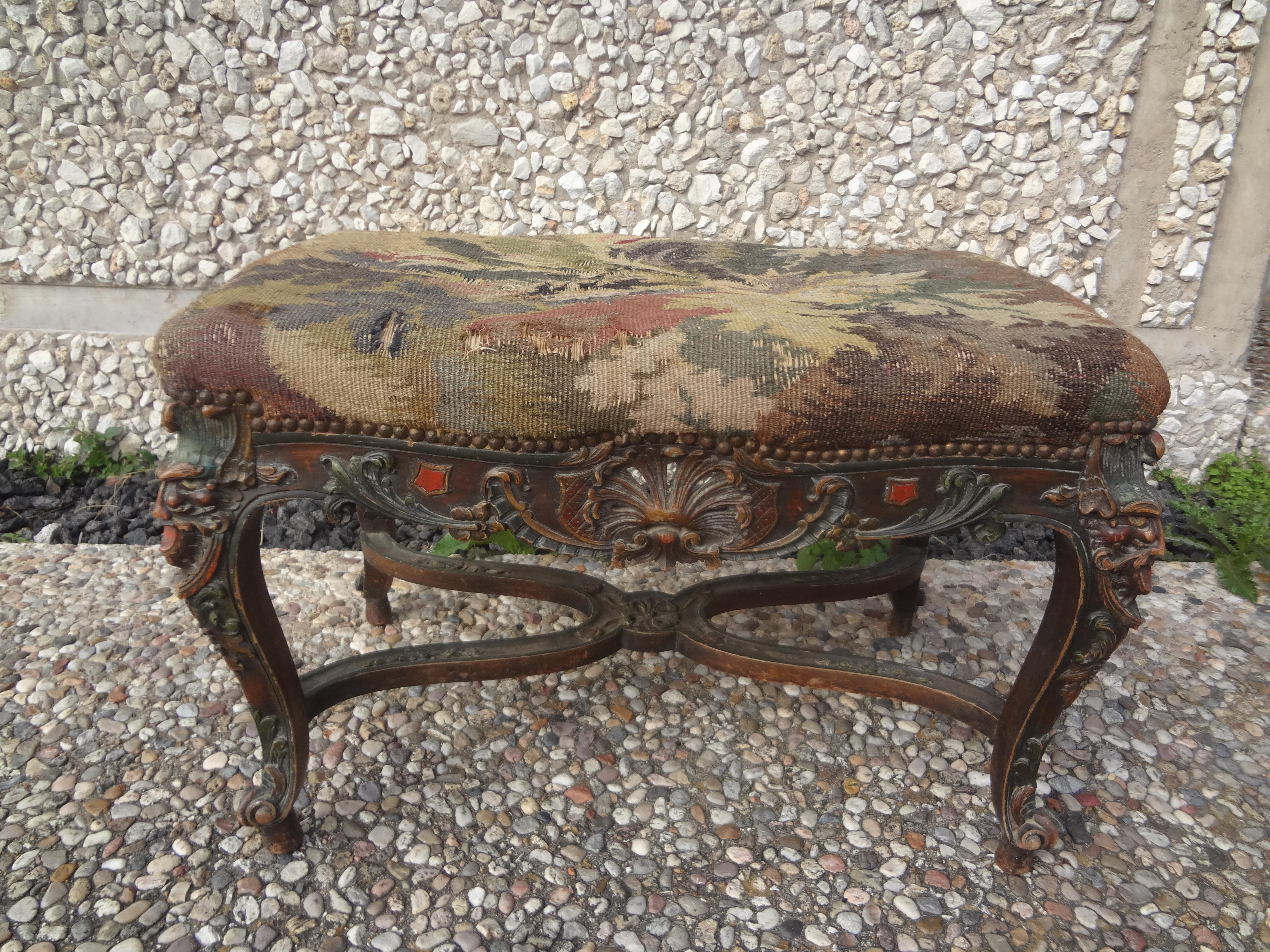 19th Century French Louis XIV Style Bench For Sale 11