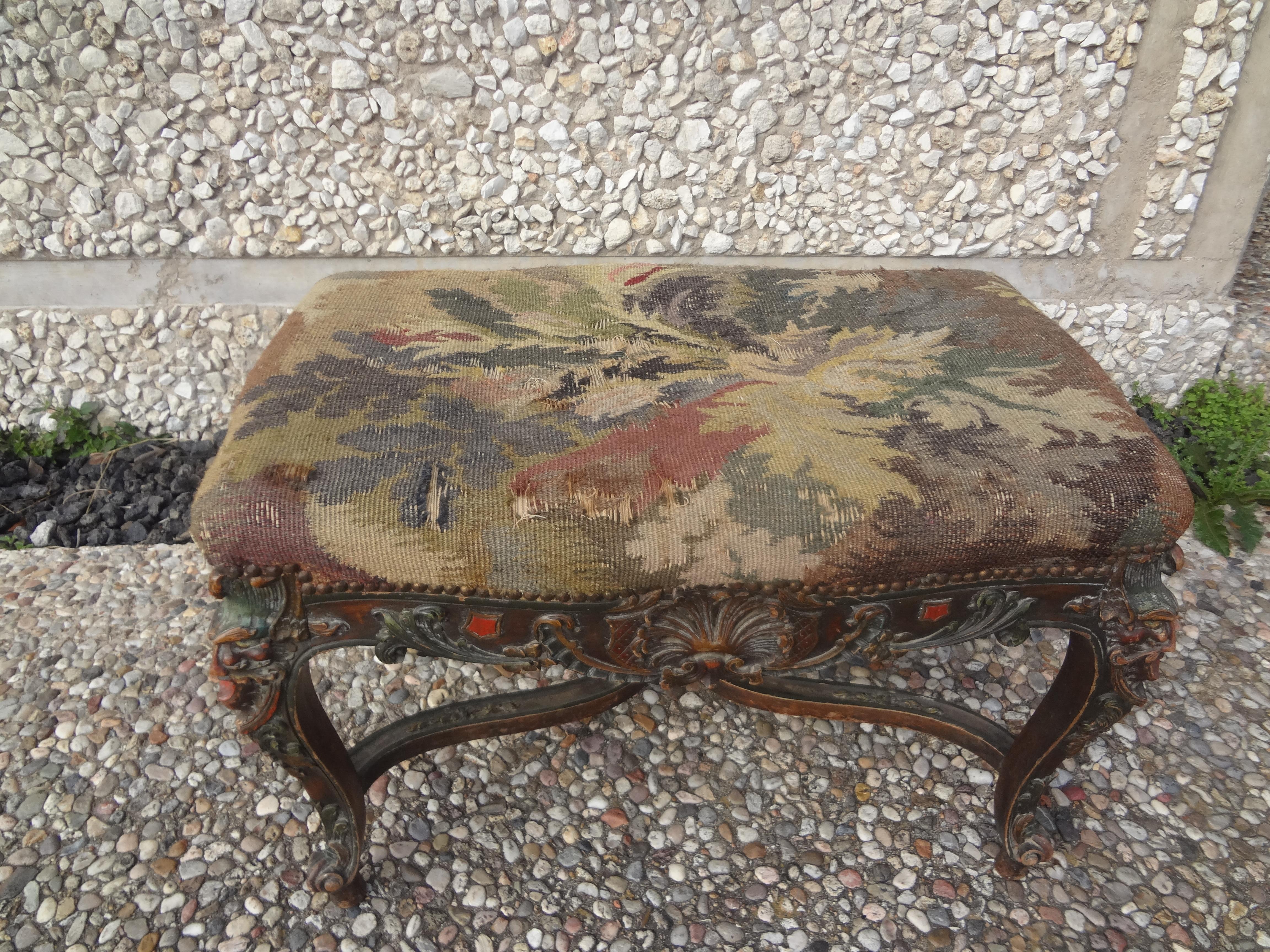 19th Century French Louis XIV Style Bench In Good Condition For Sale In Houston, TX