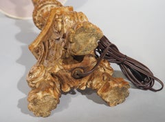 19th Century French Louis XIV Style Carved Wooden Candlestick Lamp