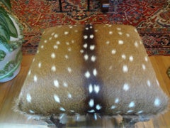 19th Century French Louis XIV Style Giltwood Bench with Deer Hide