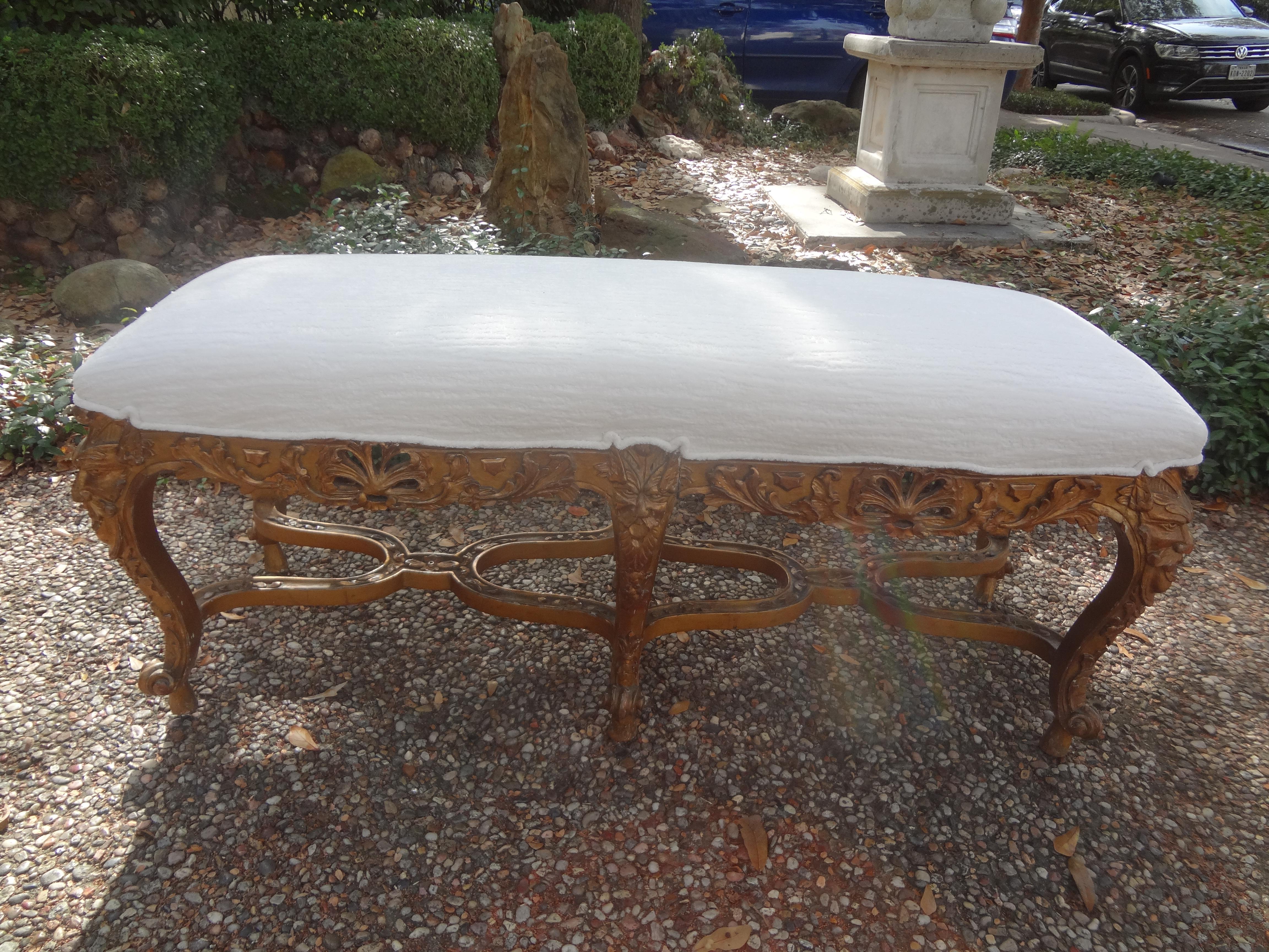 19th Century French Louis XIV Style Giltwood Bench For Sale 7