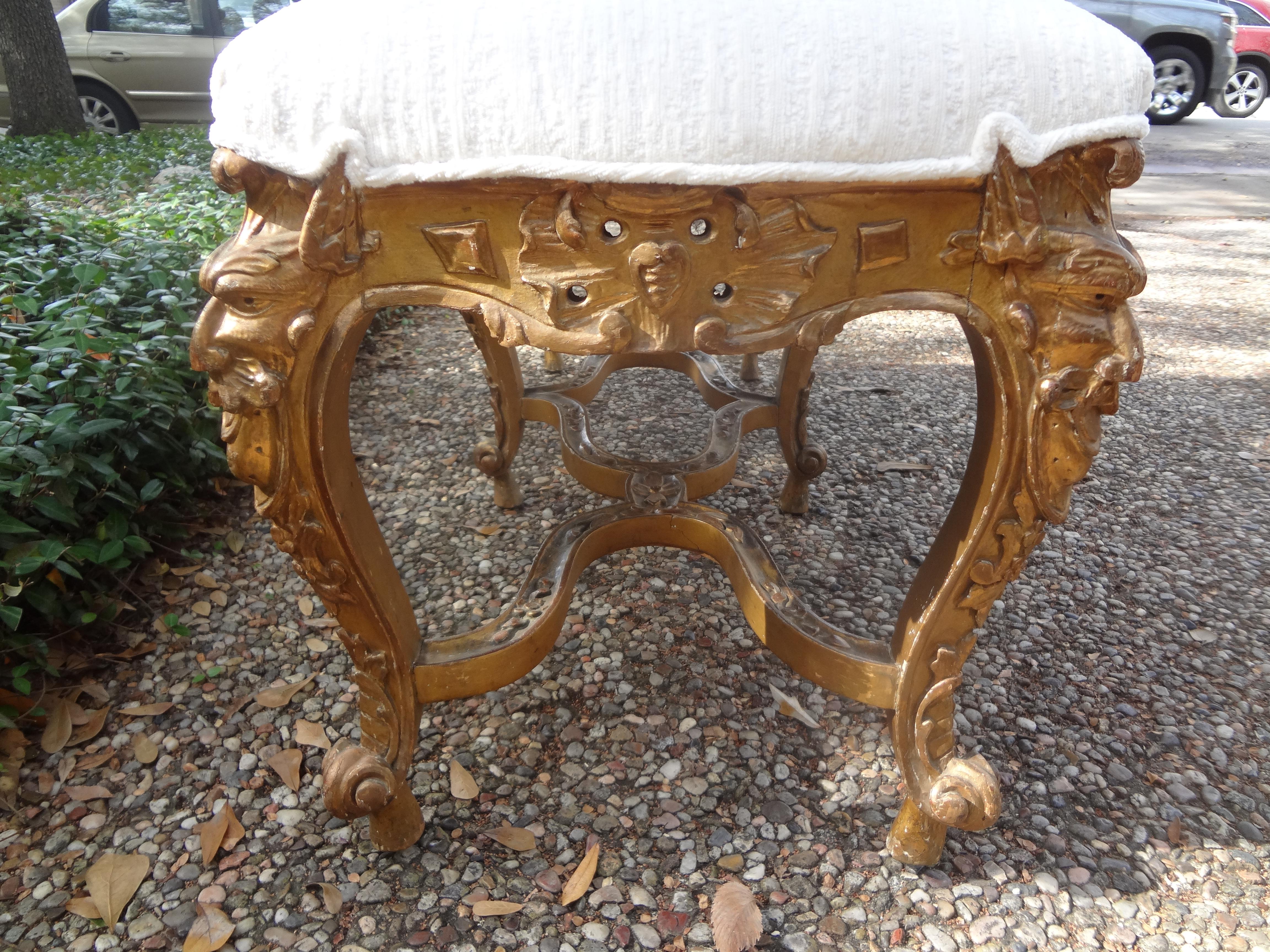 19th Century French Louis XIV Style Giltwood Bench In Good Condition For Sale In Houston, TX