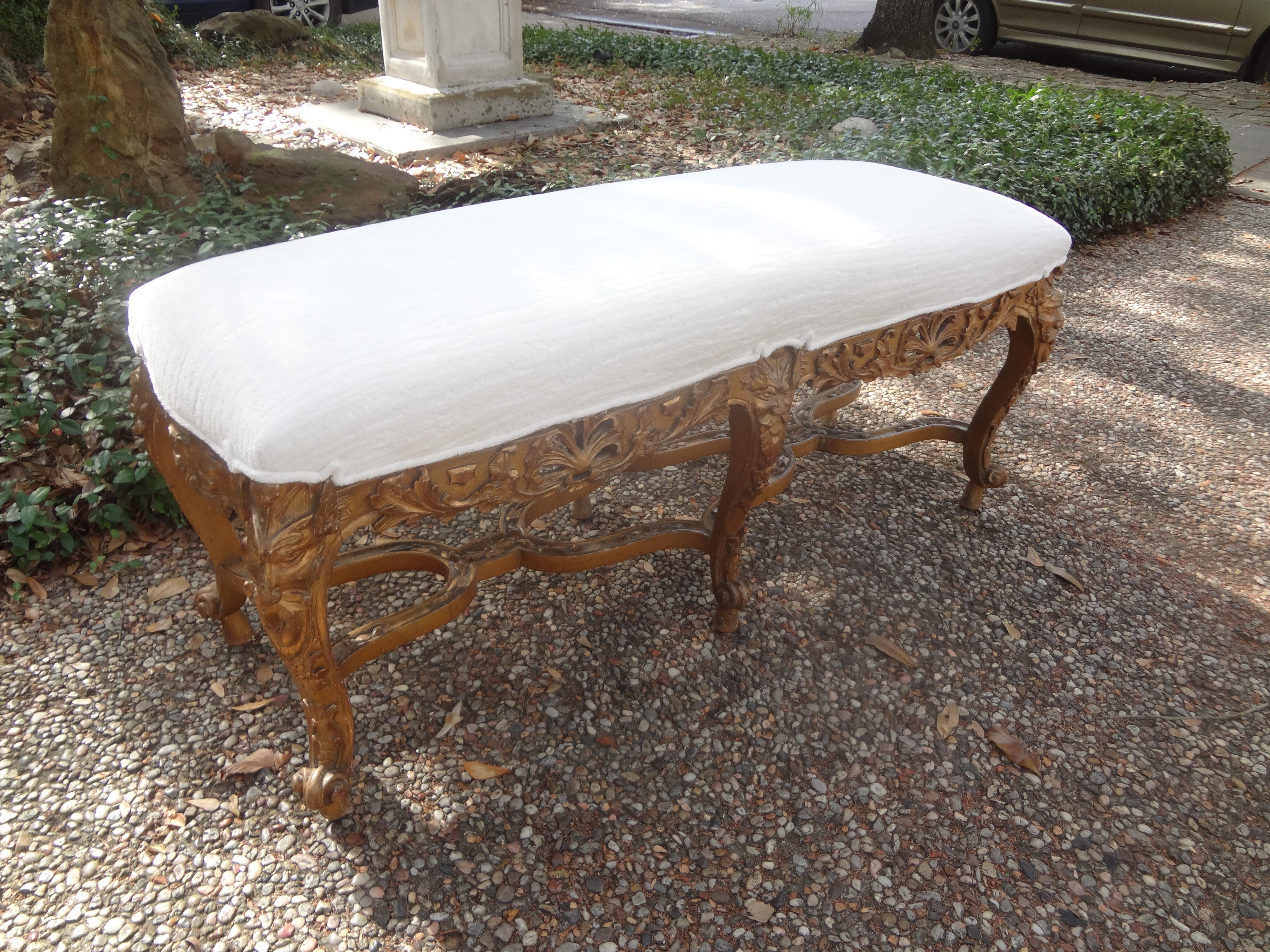 19th Century French Louis XIV Style Giltwood Bench For Sale 3