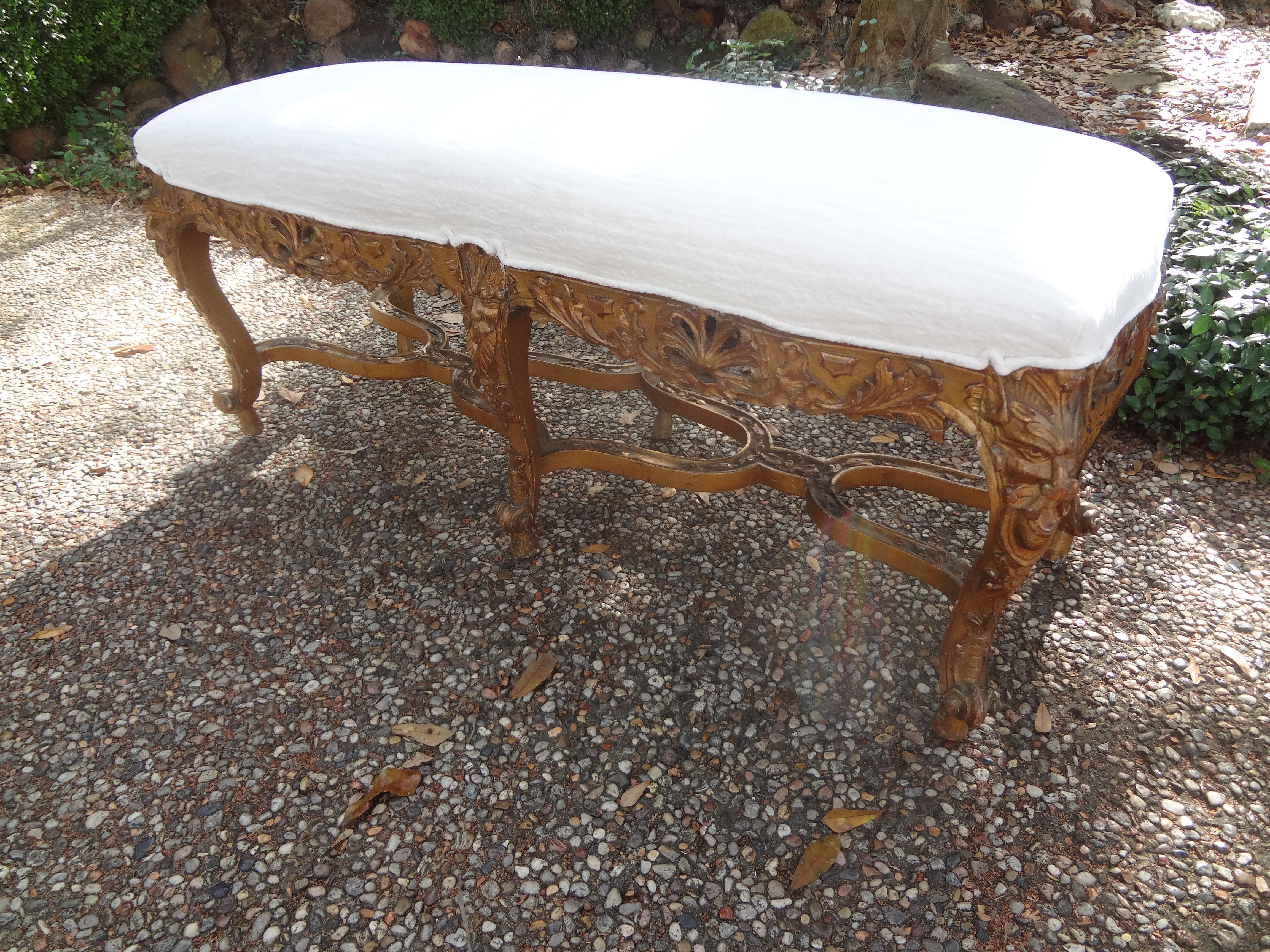 19th Century French Louis XIV Style Giltwood Bench For Sale 4