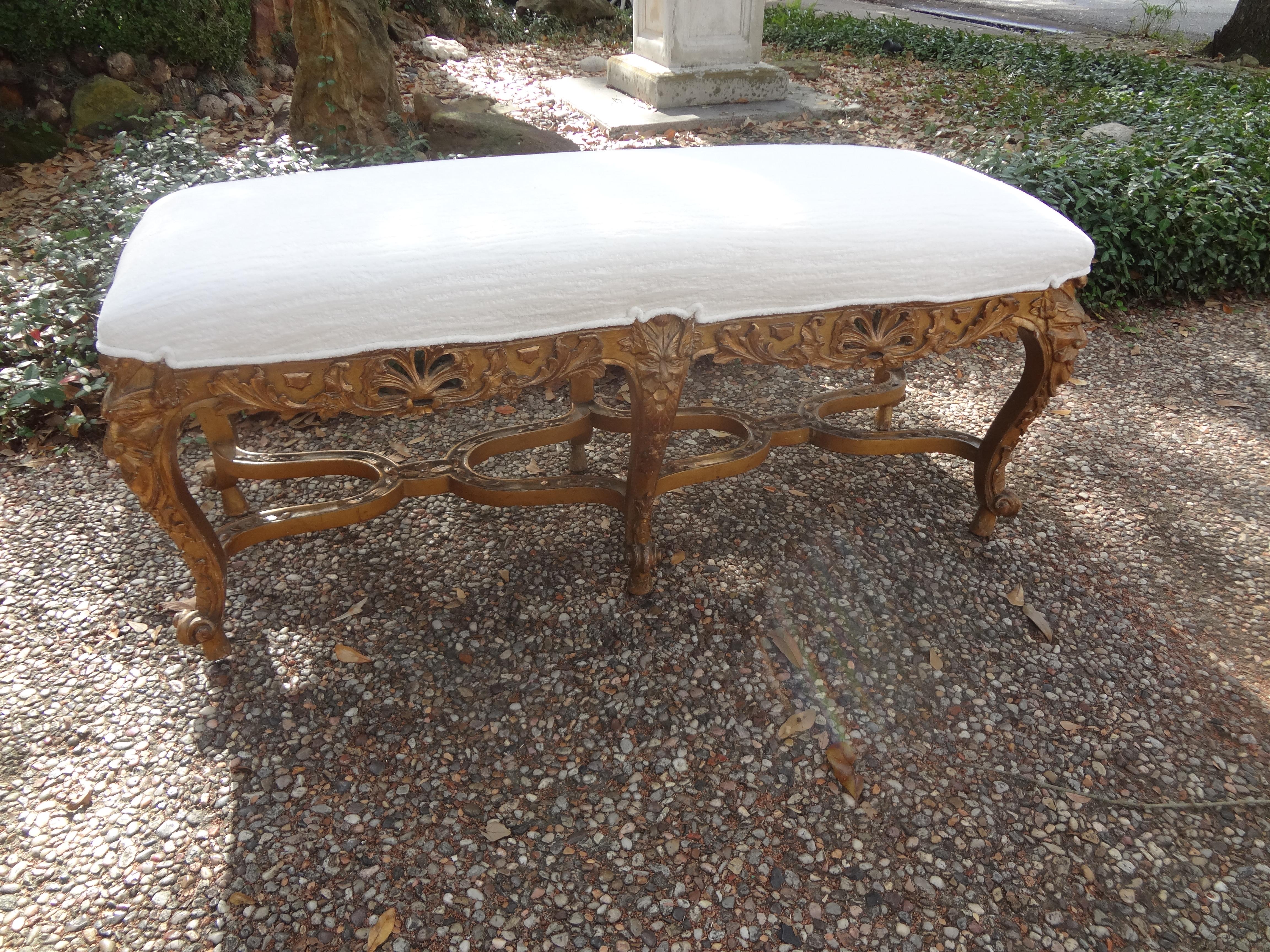 19th Century French Louis XIV Style Giltwood Bench For Sale 6