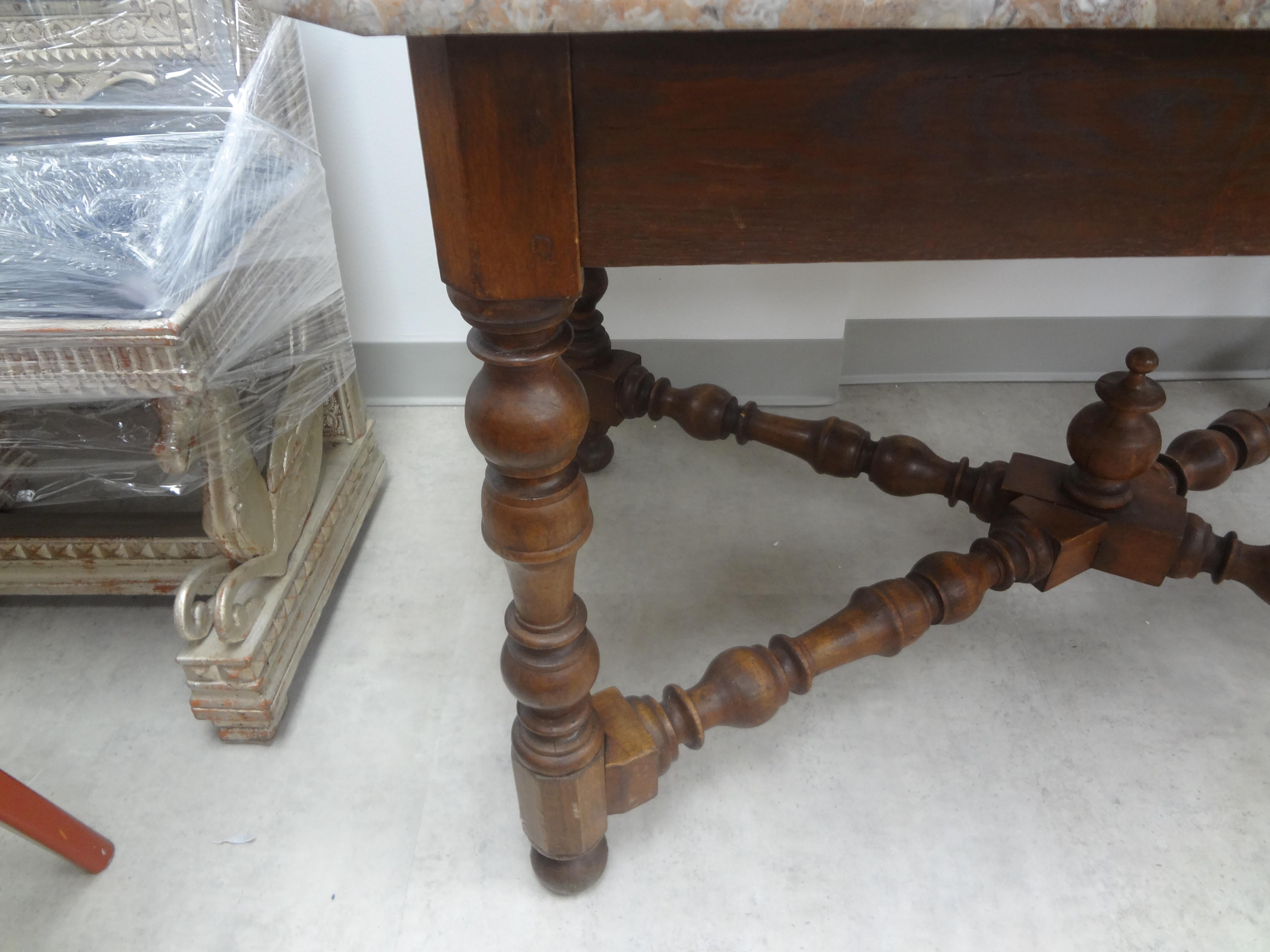 19th Century French Louis XIV Style Walnut Center Table For Sale 1