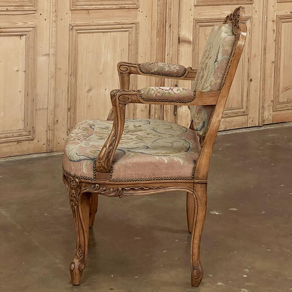 Late 19th Century 19th Century French Louis XIV Walnut Armchair with Needlepoint Tapestry For Sale