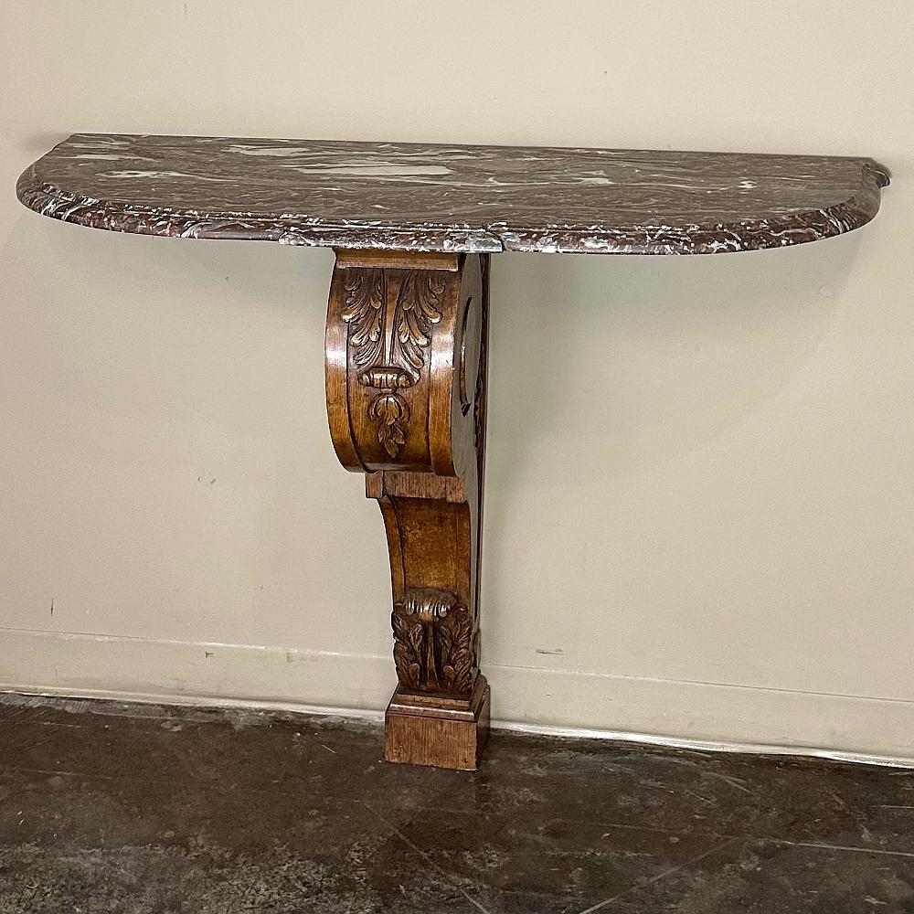 19th Century French Louis XIV Walnut Marble Top Console In Good Condition For Sale In Dallas, TX