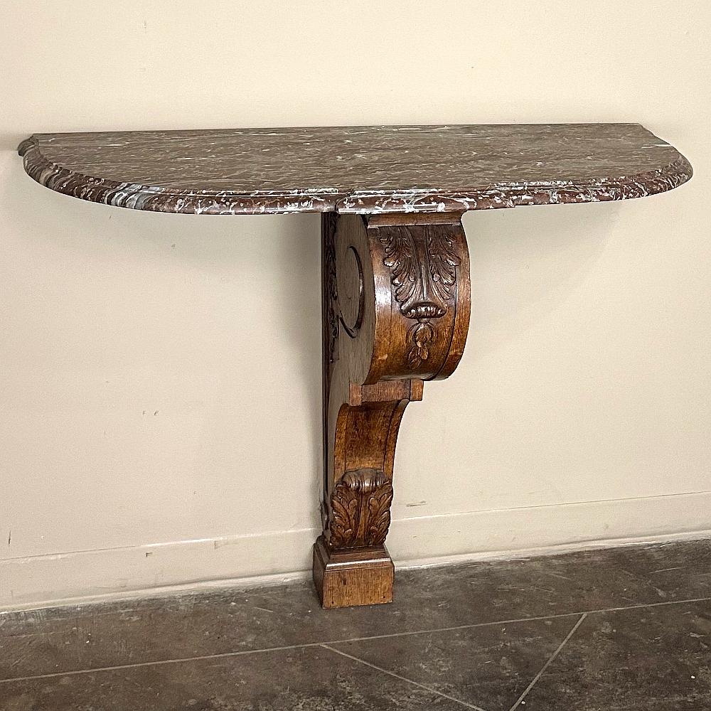 Late 19th Century 19th Century French Louis XIV Walnut Marble Top Console For Sale