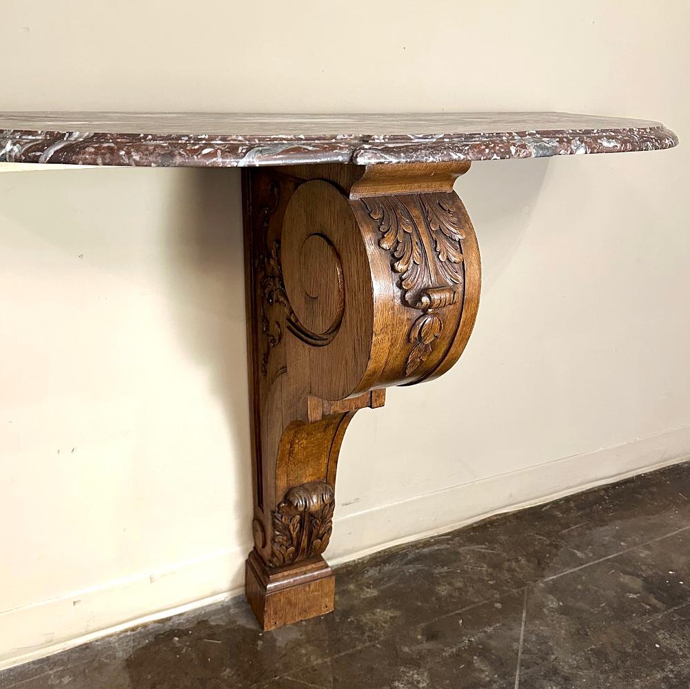 19th Century French Louis XIV Walnut Marble Top Console For Sale 3