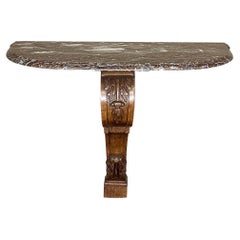 19th Century French Louis XIV Walnut Marble Top Console