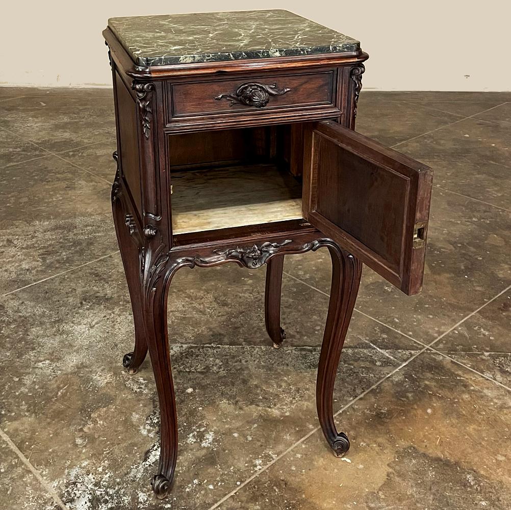 19th Century French Louis XIV Walnut Marble Top Nightstand 5