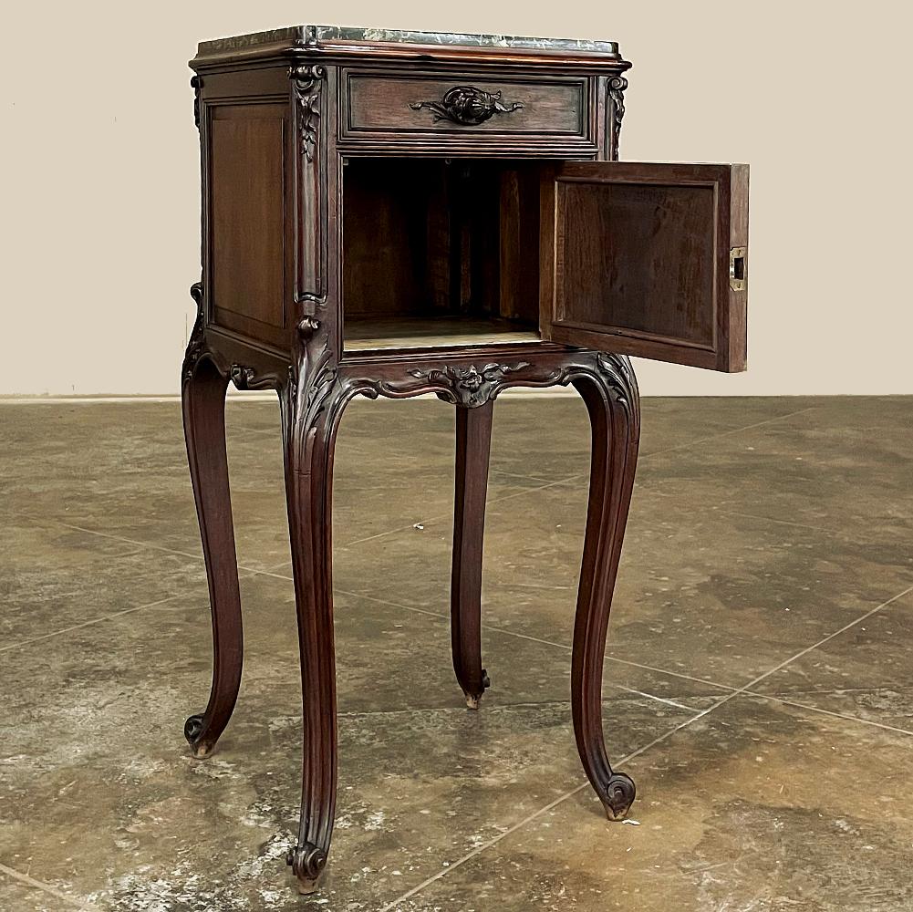 19th Century French Louis XIV Walnut Marble Top Nightstand 6