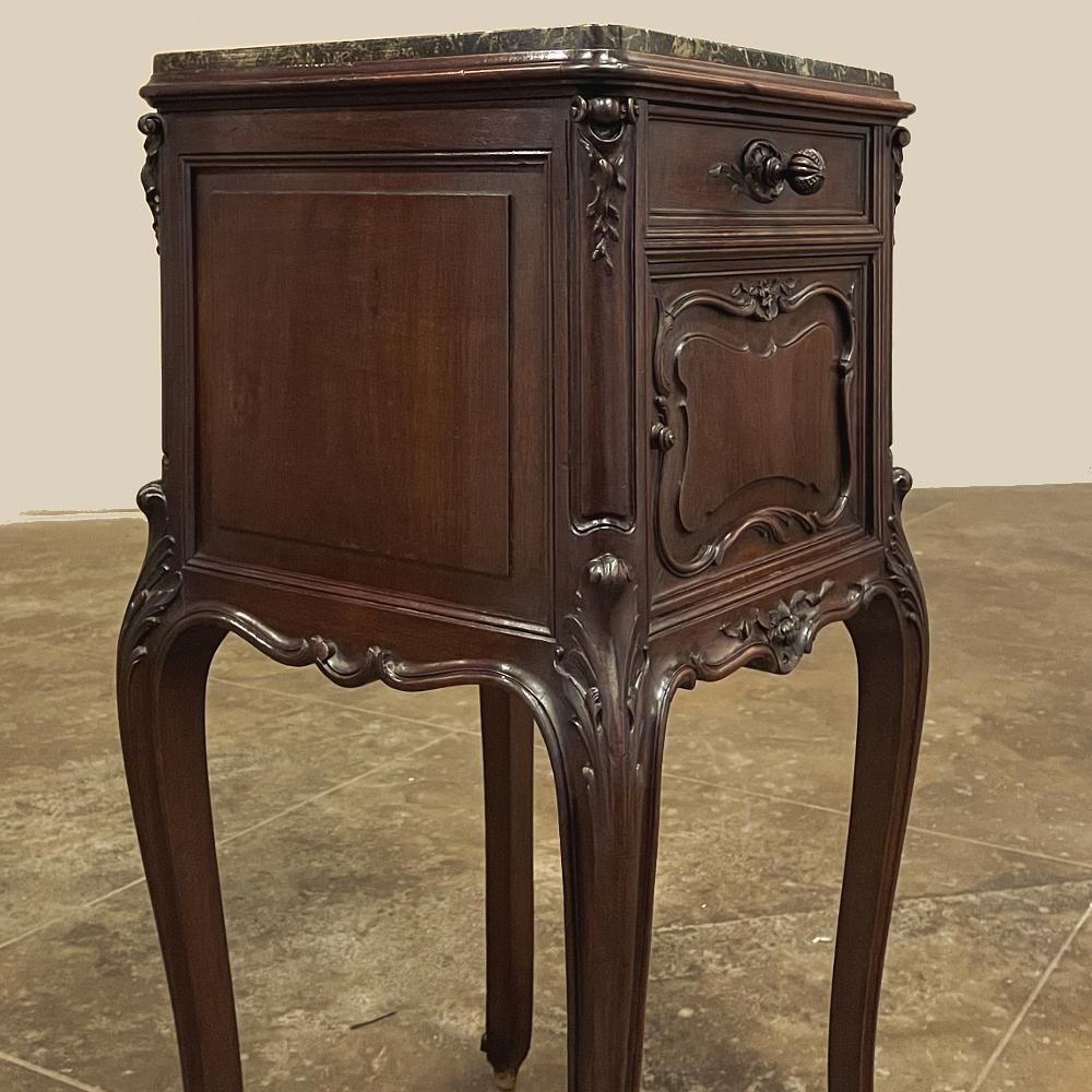 19th Century French Louis XIV Walnut Marble Top Nightstand 7