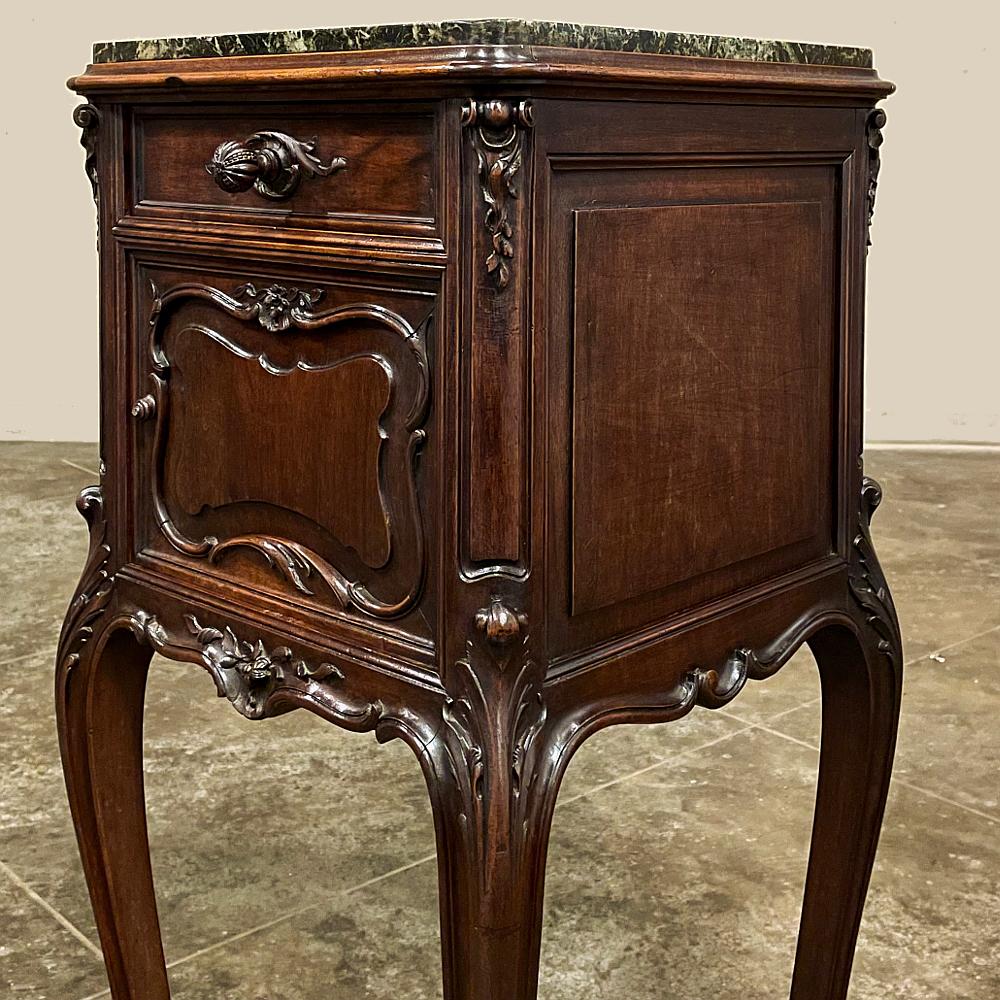 19th Century French Louis XIV Walnut Marble Top Nightstand 8