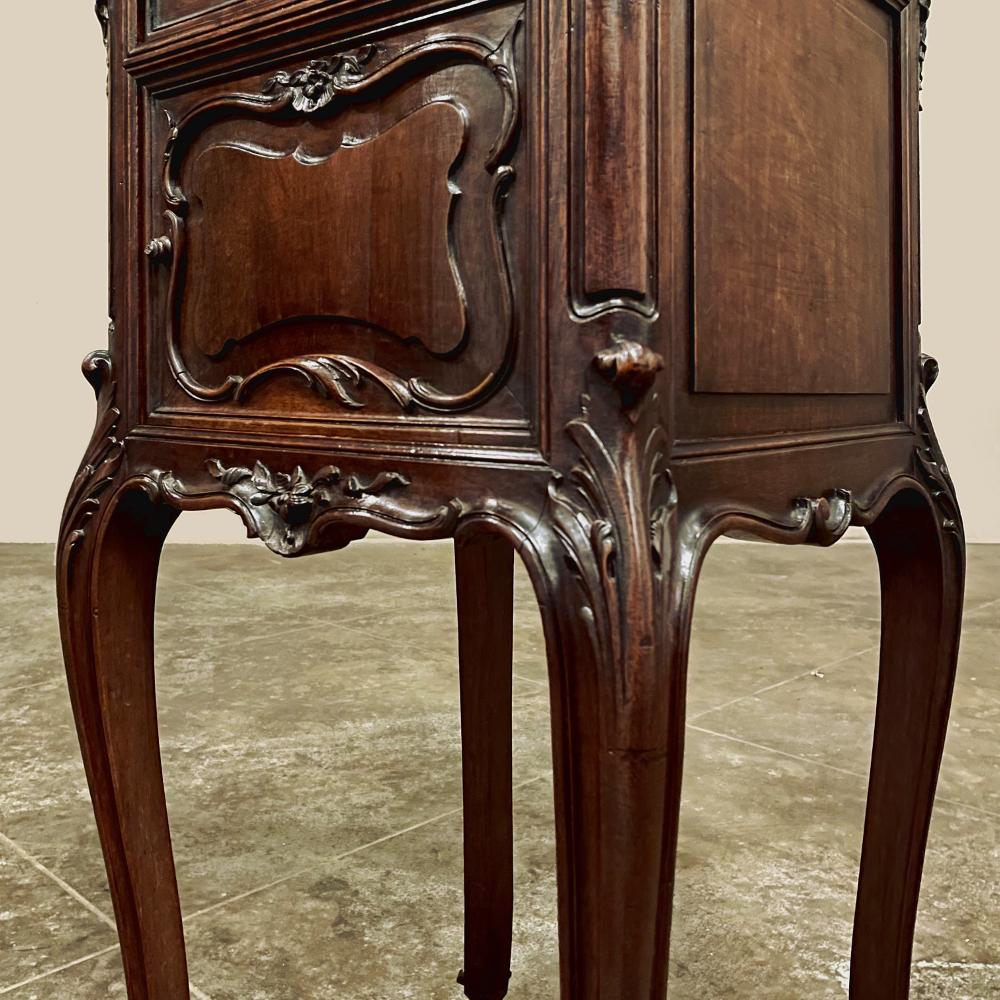 19th Century French Louis XIV Walnut Marble Top Nightstand 9