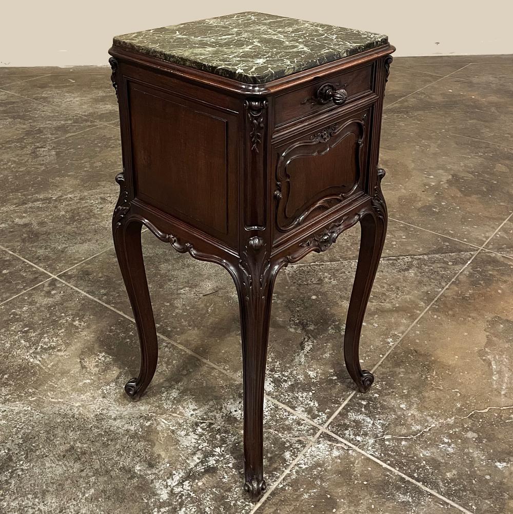 19th Century French Louis XIV Walnut Marble Top Nightstand 10