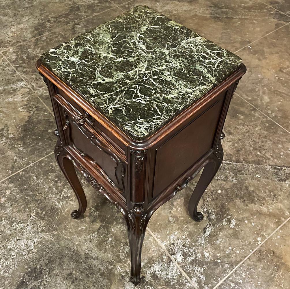 19th Century French Louis XIV Walnut Marble Top Nightstand 1