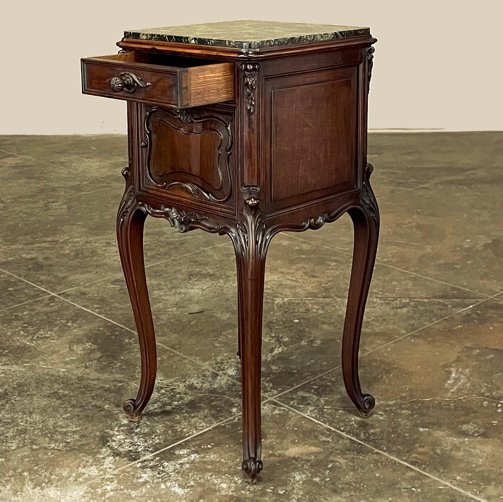 19th Century French Louis XIV Walnut Marble Top Nightstand 3