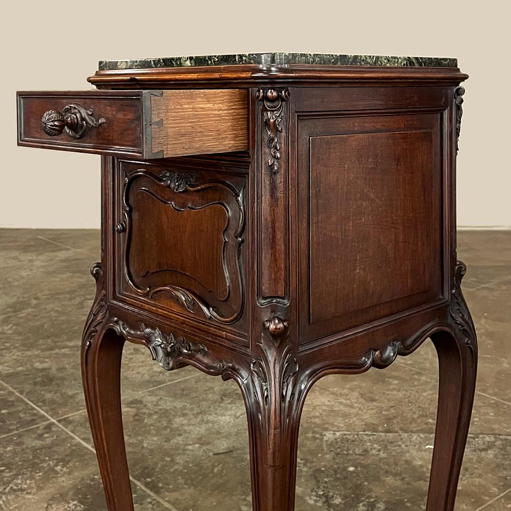 19th Century French Louis XIV Walnut Marble Top Nightstand 4