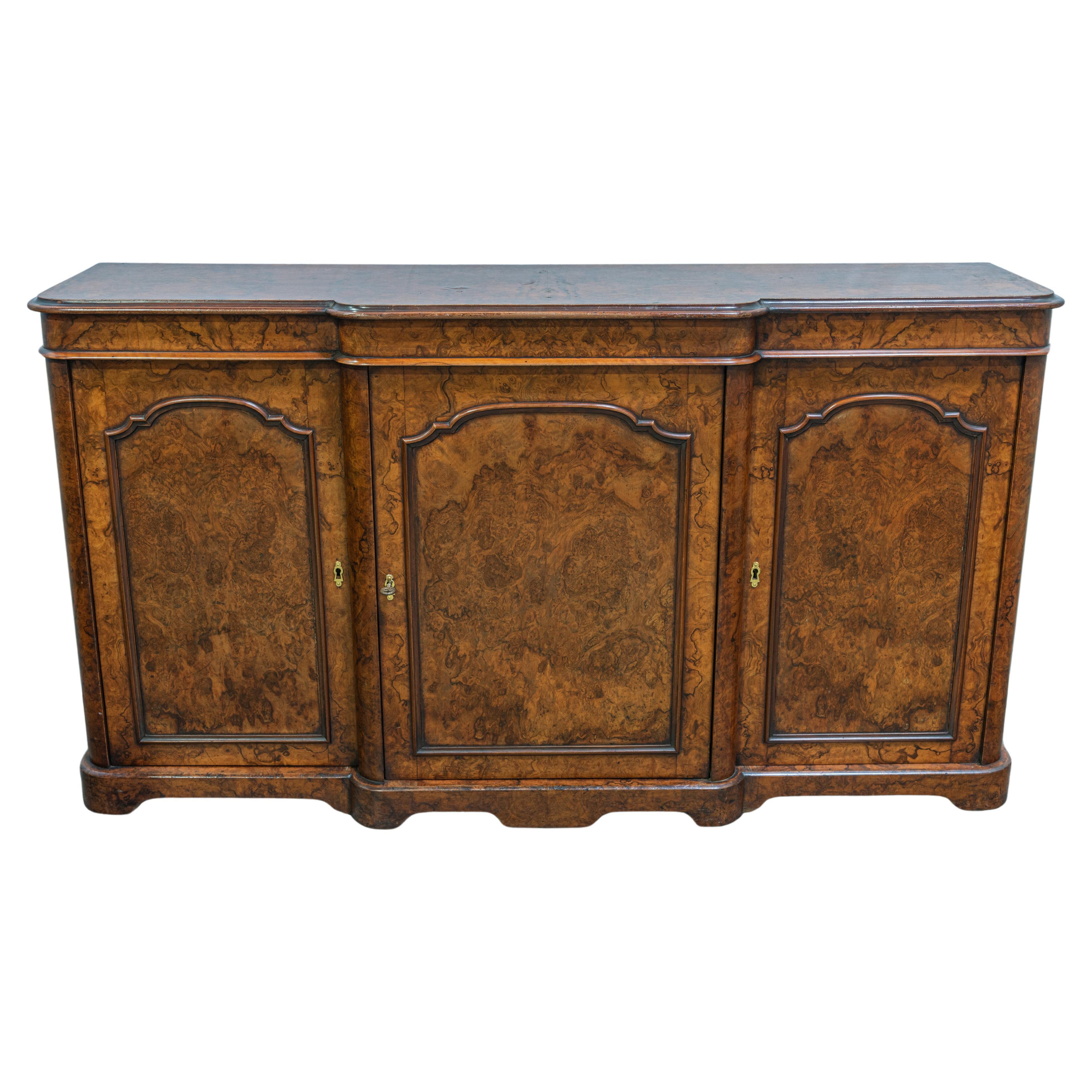 19th Century French Louis XIV Burl Walnut Sideboard For Sale