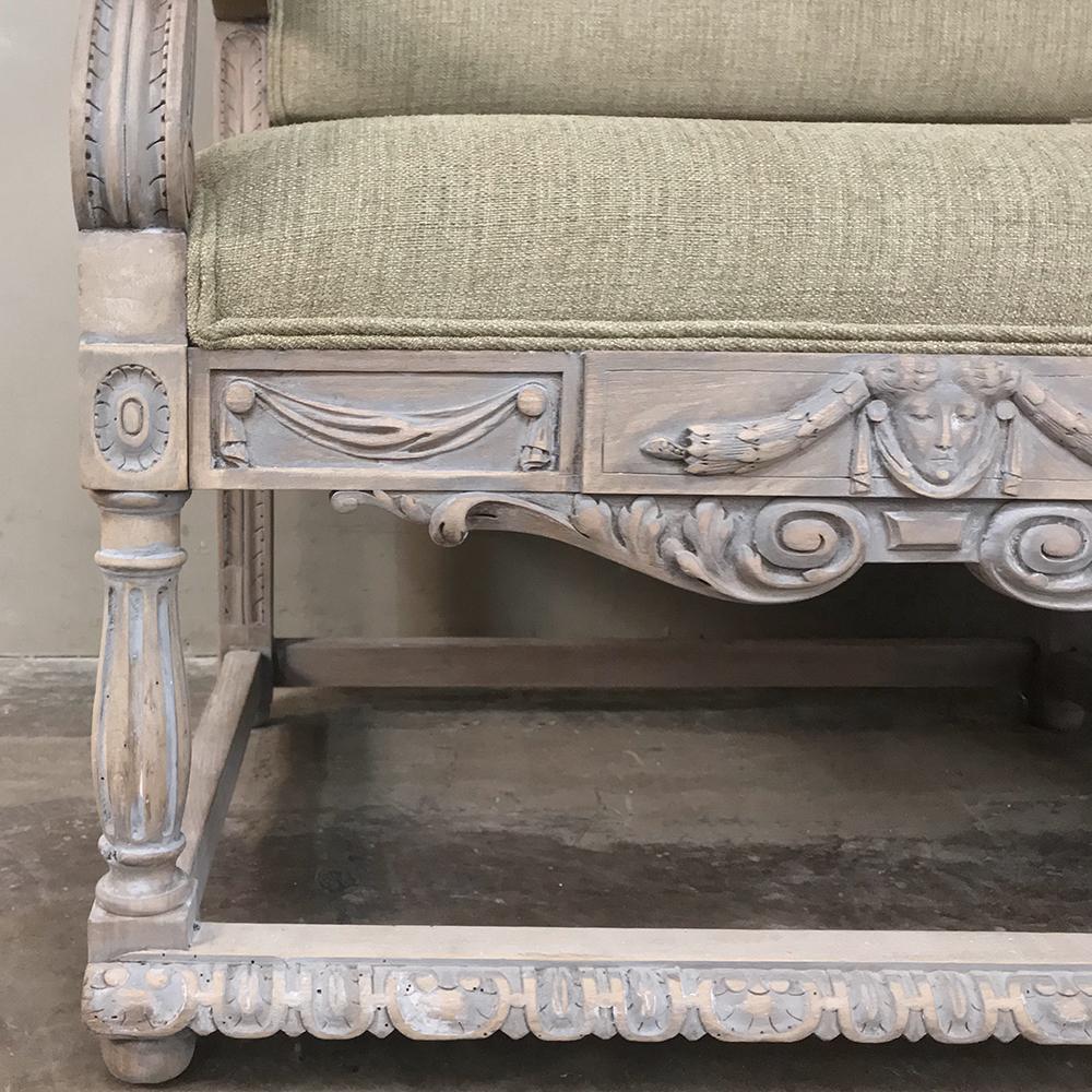 19th Century French Louis XIV Whitewashed Canape with Rams' Heads For Sale 3