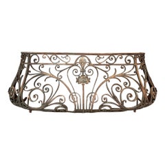 Antique 19th Century French Louis XIV Wrought Iron Bombe Balcony Railing