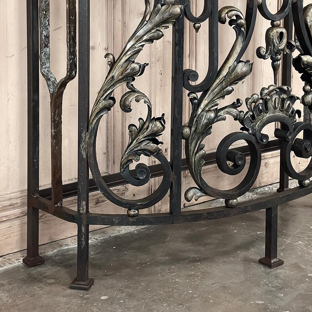19th Century French Louis XIV Wrought Iron Demilune Console with Black Marble For Sale 4