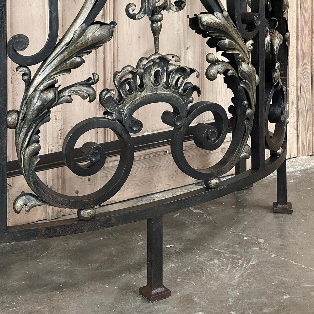 19th Century French Louis XIV Wrought Iron Demilune Console with Black Marble For Sale 6