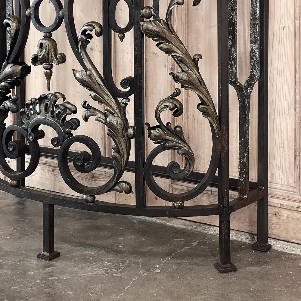 19th Century French Louis XIV Wrought Iron Demilune Console with Black Marble For Sale 8