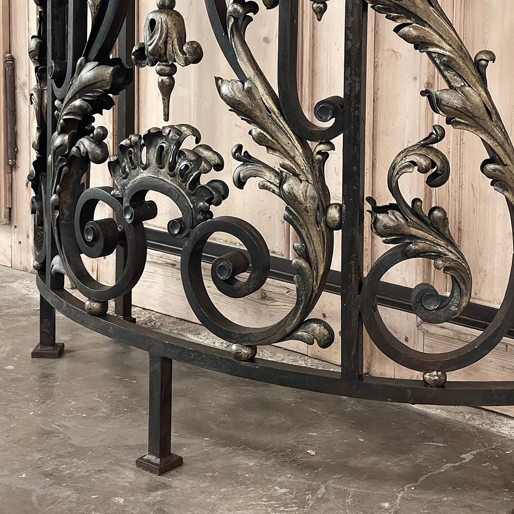 19th Century French Louis XIV Wrought Iron Demilune Console with Black Marble For Sale 10