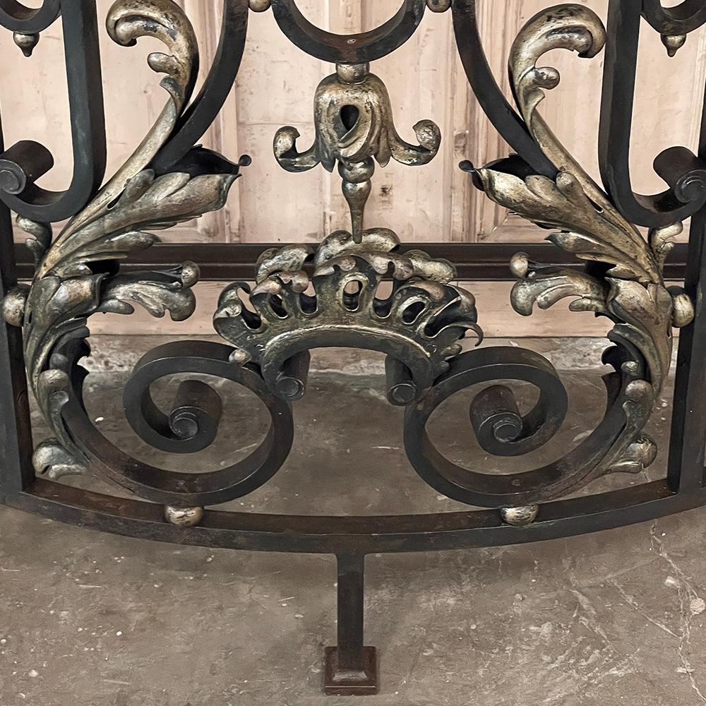 19th Century French Louis XIV Wrought Iron Demilune Console with Black Marble For Sale 12