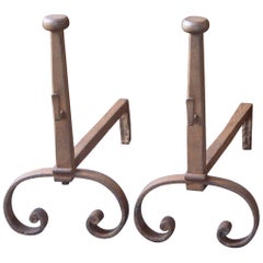 Andirons ou braseros Louis XV du 19e siècle