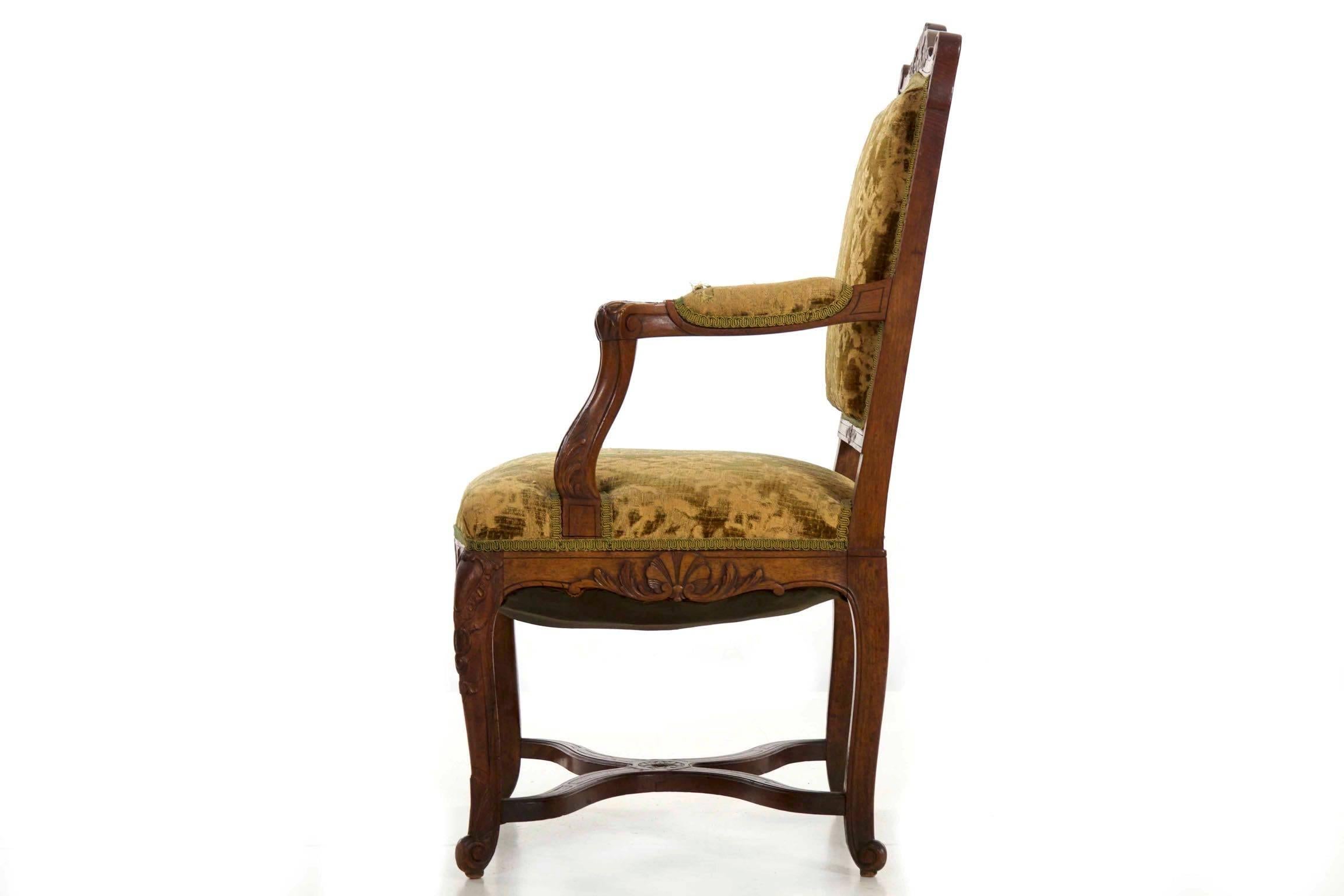 Rococo Revival 19th Century French Louis XV Antique Armchair Fauteuil