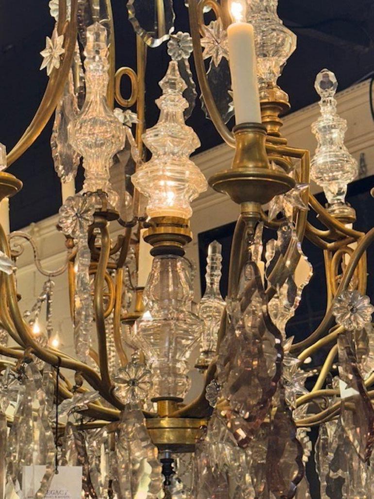 Araña francesa del siglo XIX de estilo Luis XV de Baccarat Bronce en venta