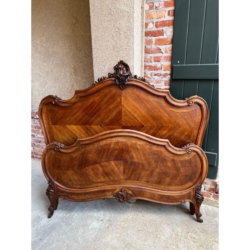 Hand-Carved 19th Century French Louis XV Bed Carved Walnut Parisian Rococo by George Guerin