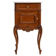 19th Century French Louis XV Bedside Table With Marble Top