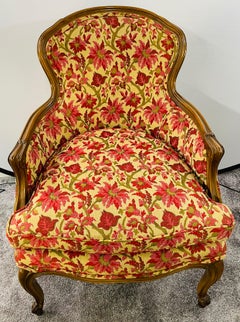 19th Century French Louis XV Bergere Arm Chair in a Fine Floral Upholstery