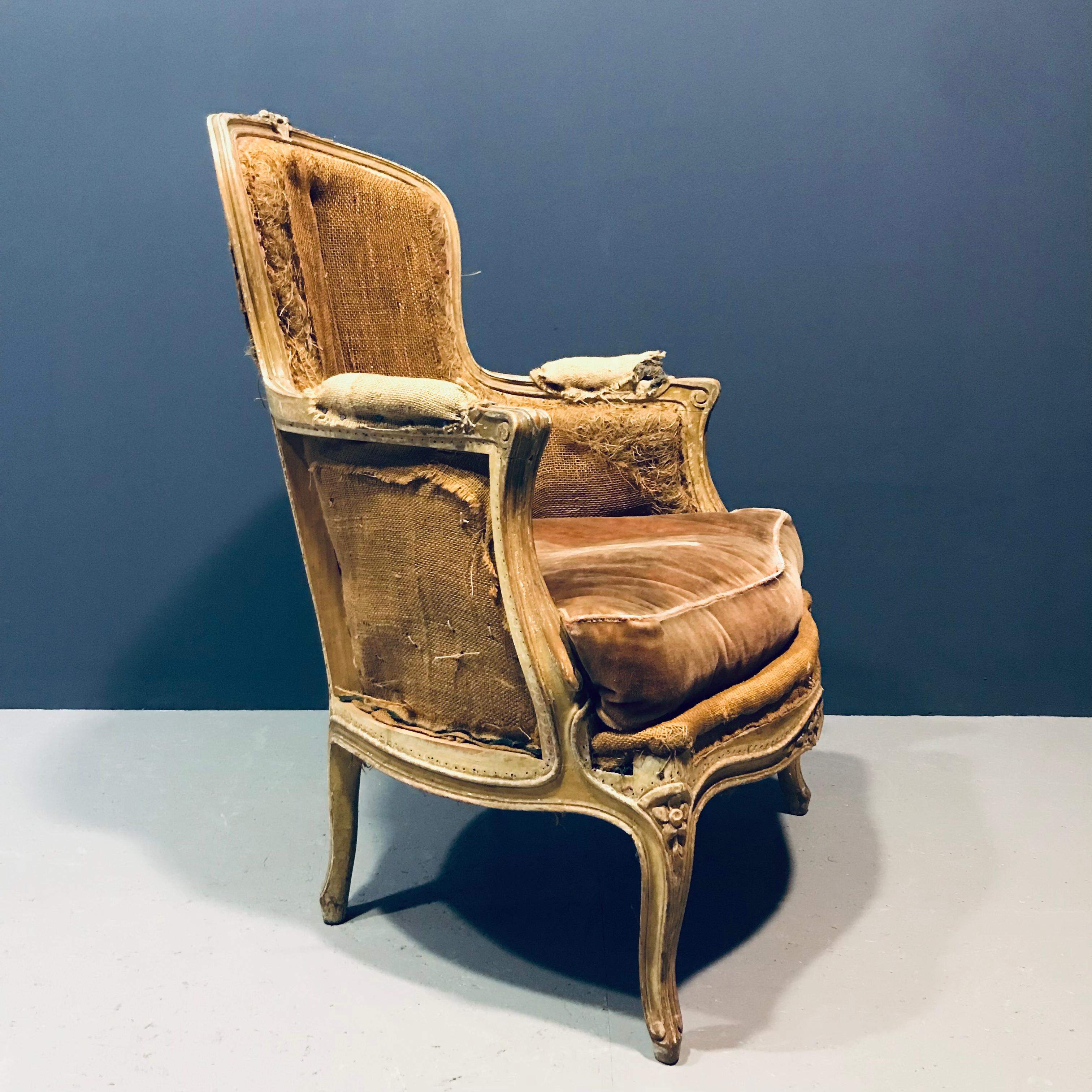 19th Century French Louis XV Bergère Armchair For Sale 9
