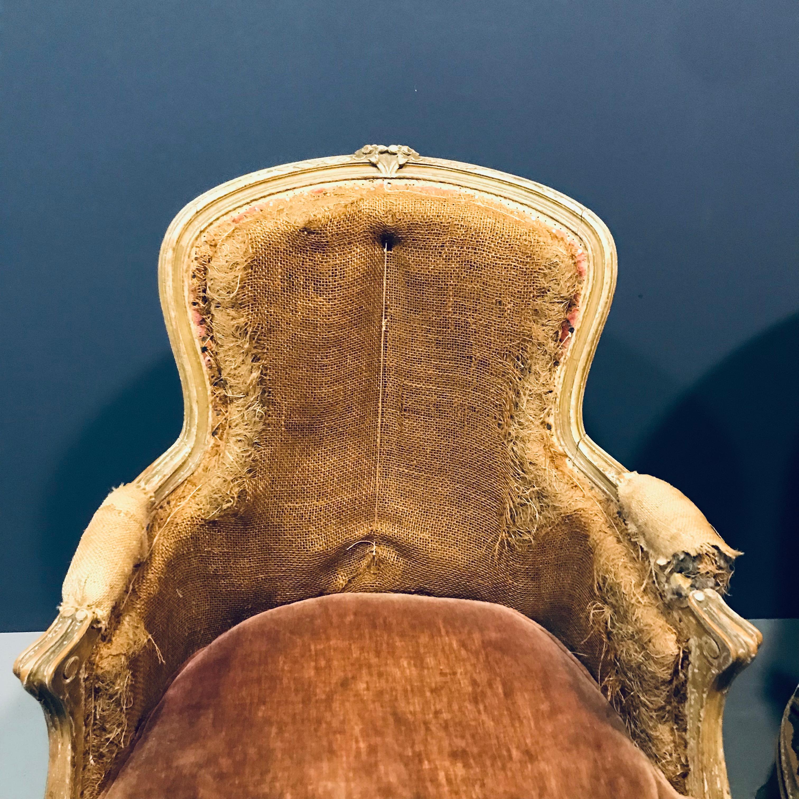 Französischer Louis-XV-Bergère-Sessel des 19. Jahrhunderts im Angebot 11