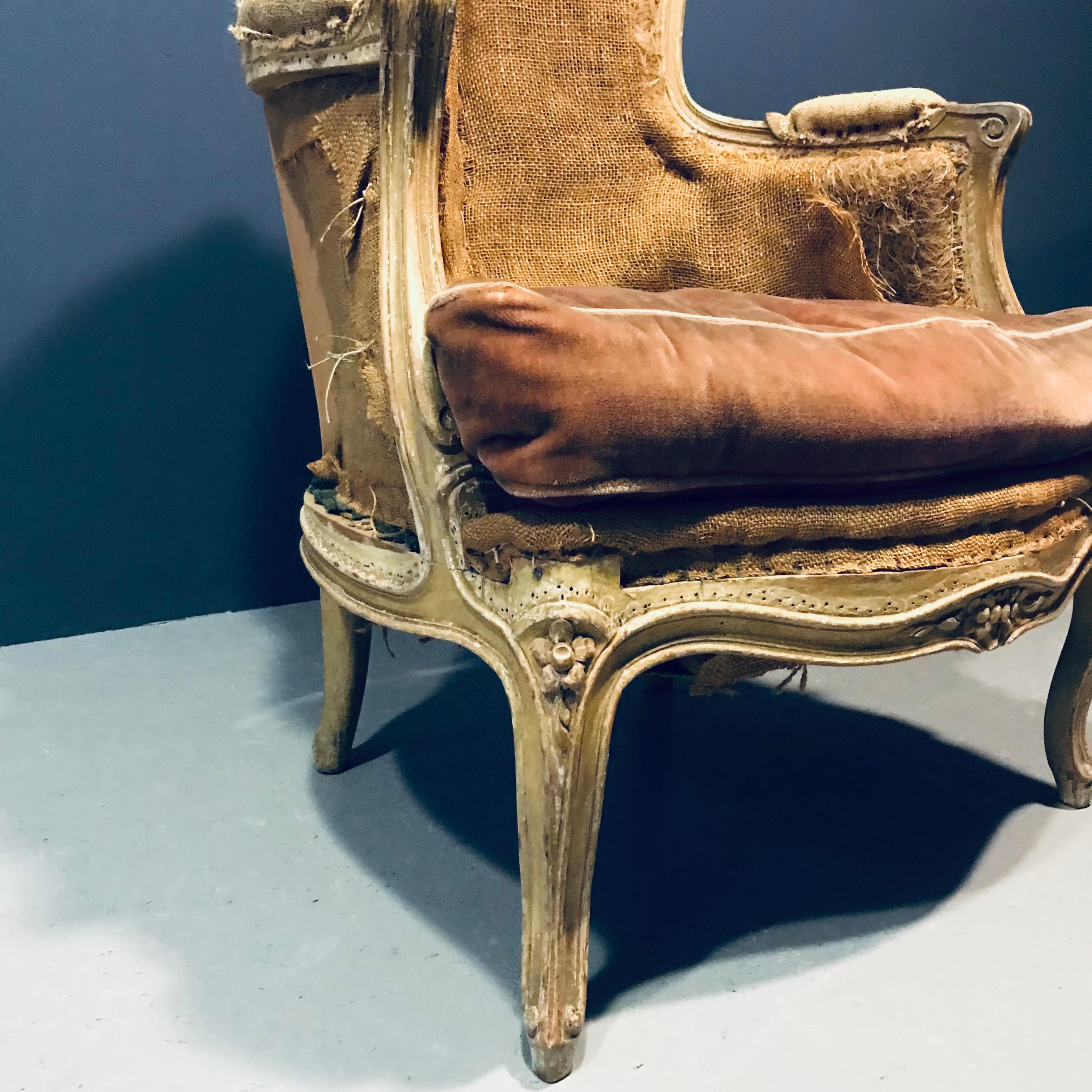 19th Century French Louis XV Bergère Armchair For Sale 1