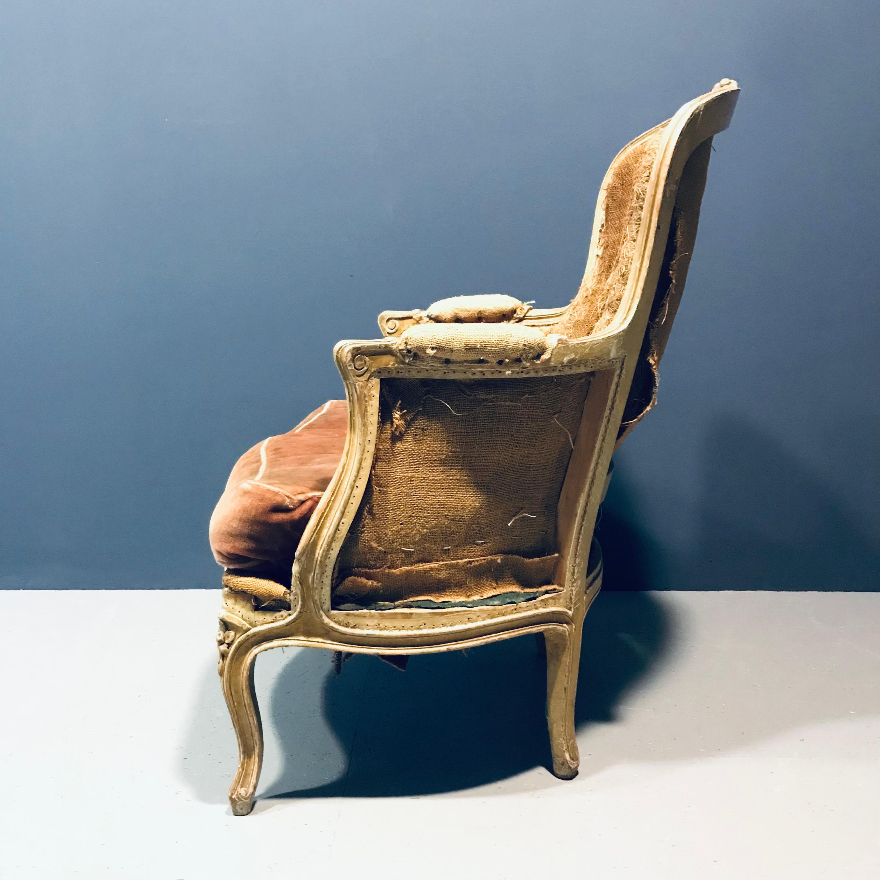 19th Century French Louis XV Bergère Armchair For Sale 4