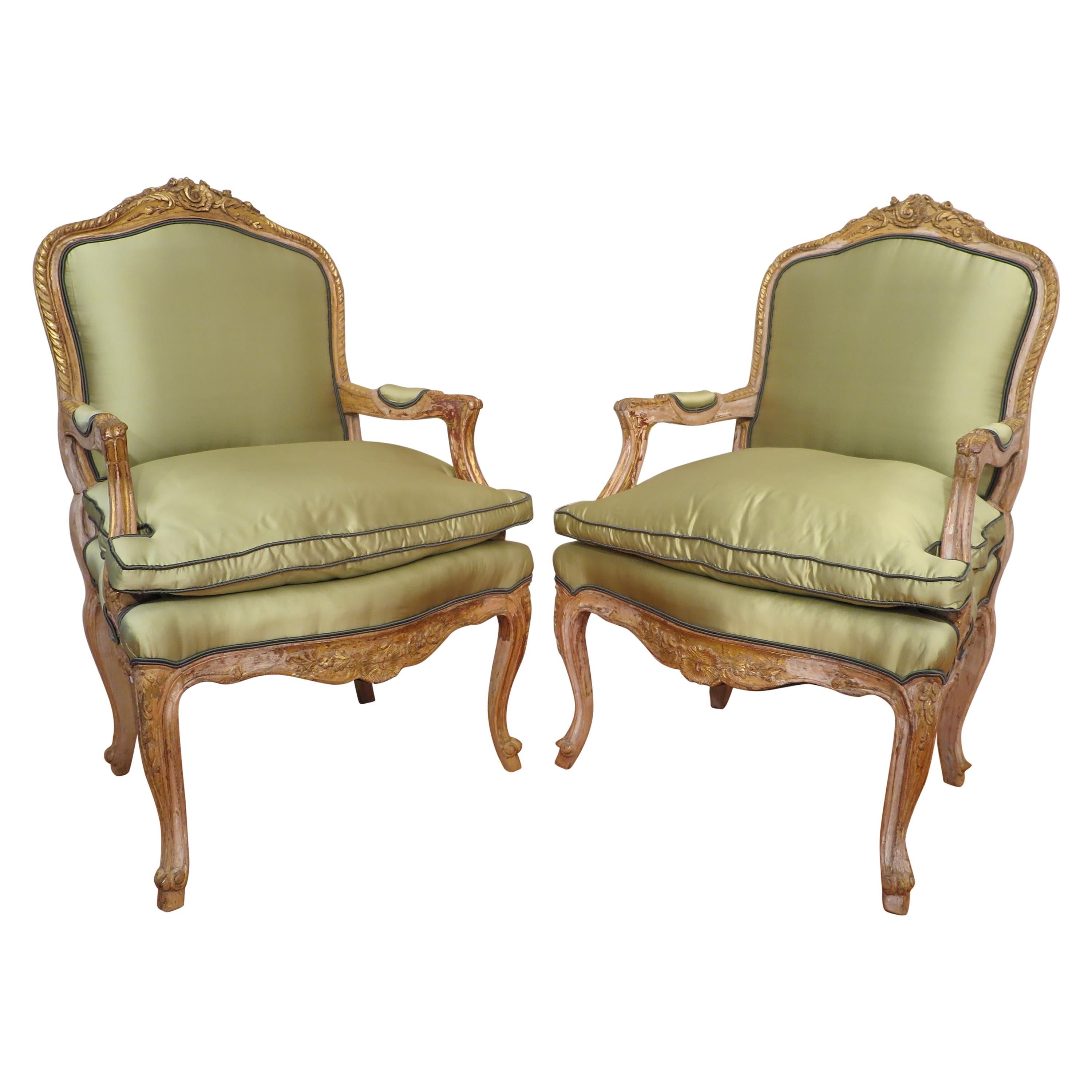 19th Century French Louis XV Bergères Chairs