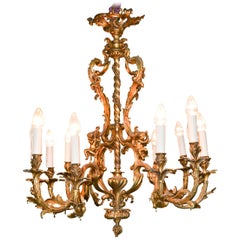 19th Century French Louis XV Bronze Cherubic Chandelier