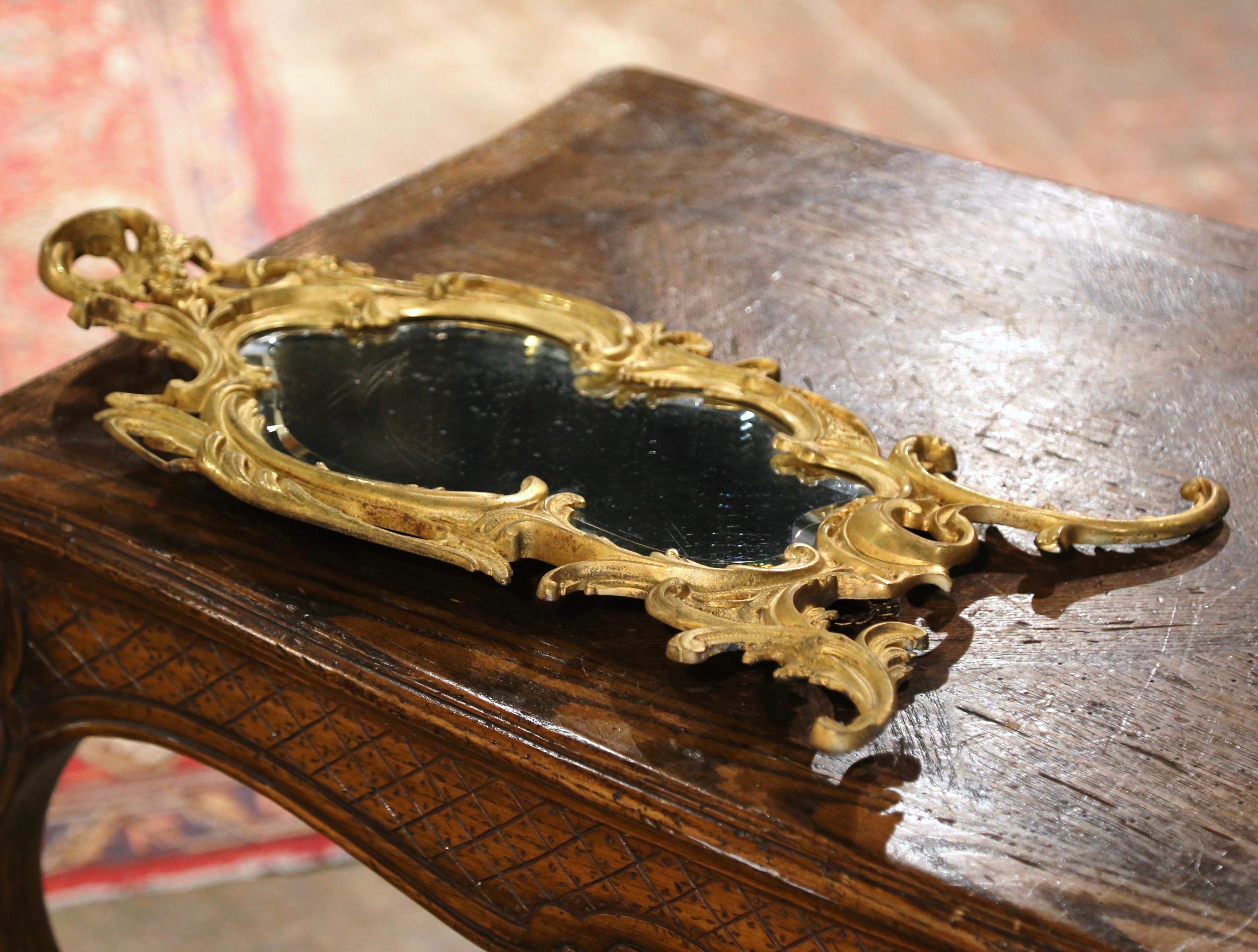 19th Century French Louis XV Bronze Dore Free Standing Vanity Table Mirror For Sale 5